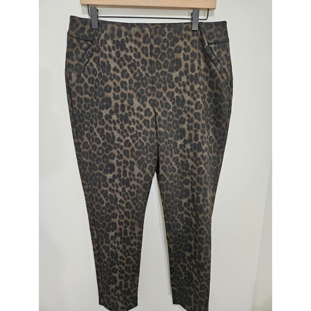 Soft Surroundings Leopard Print Ankle Pants Petite Brown Black Animal 38Z92 PL